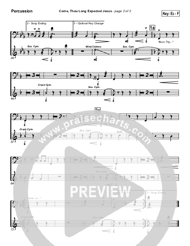 Come Thou Long Expected Jesus Percussion (Traditional Carol / PraiseCharts)