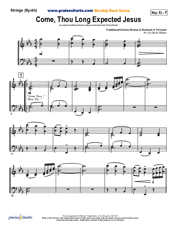 Come Thou Long Expected Jesus Synth Strings (Traditional Carol / PraiseCharts)