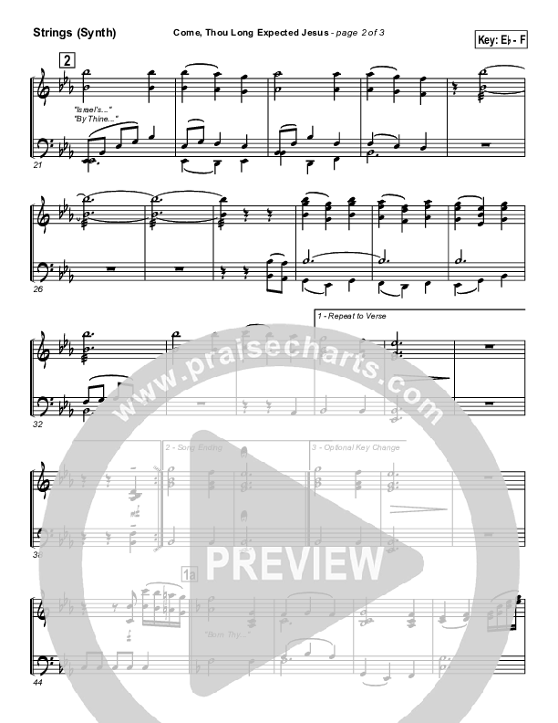 Come Thou Long Expected Jesus Synth Strings (Traditional Carol / PraiseCharts)