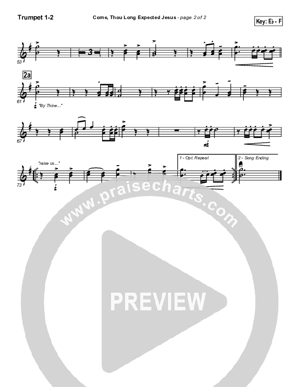 Come Thou Long Expected Jesus Trumpet 1,2 (Traditional Carol / PraiseCharts)