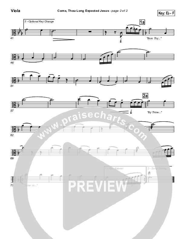 Come Thou Long Expected Jesus Viola (Traditional Carol / PraiseCharts)