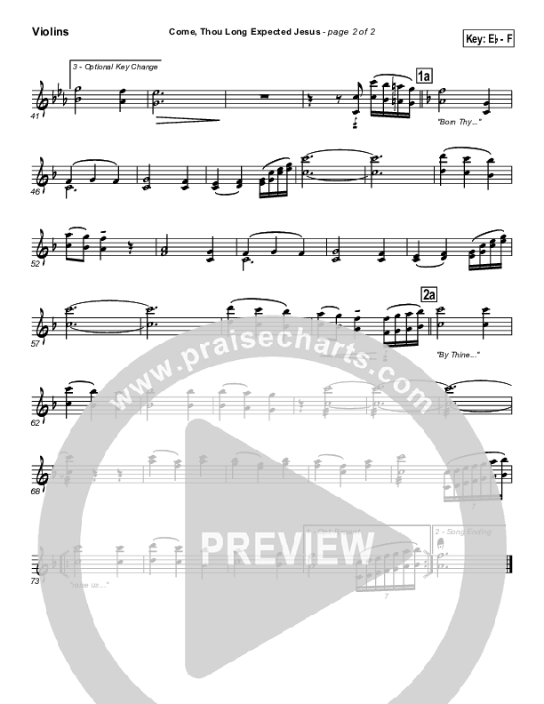 Come Thou Long Expected Jesus Violins (Traditional Carol / PraiseCharts)