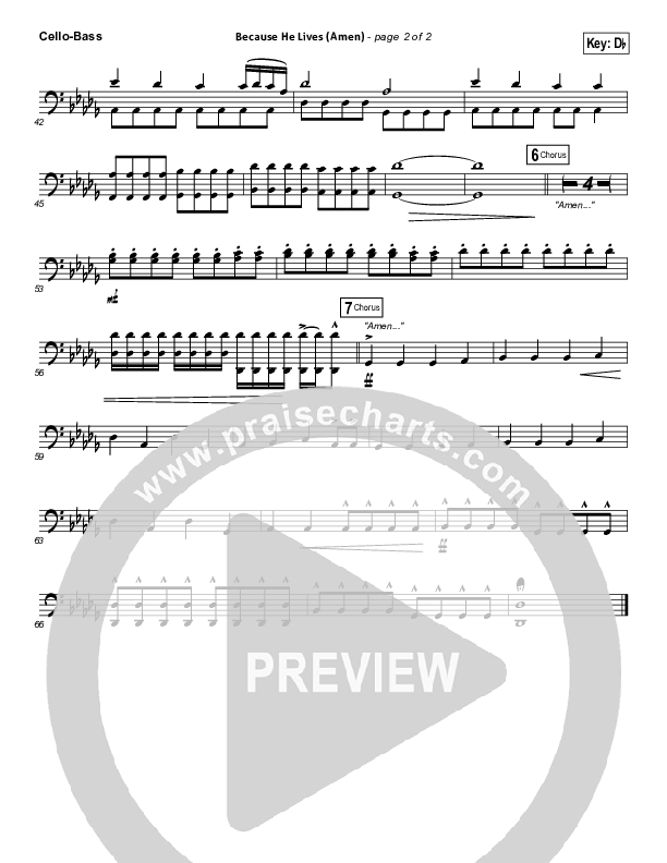 Because He Lives (Amen) Cello/Bass (Matt Maher)