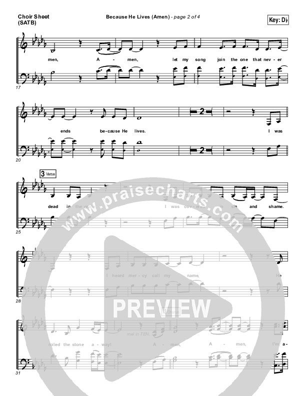 Because He Lives (Amen) Choir Sheet (SATB) (Matt Maher)