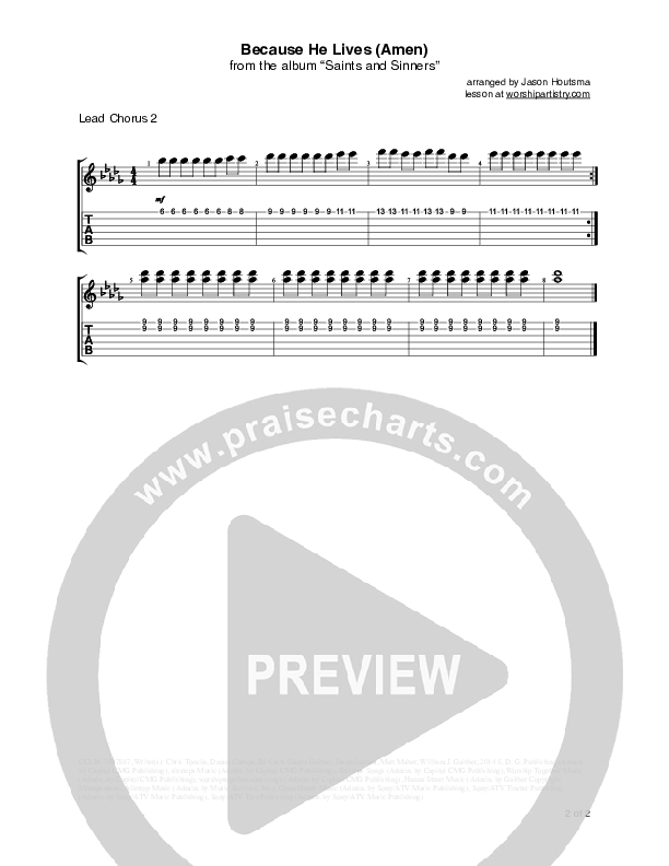 Because He Lives (Amen) Guitar Tab (Matt Maher)