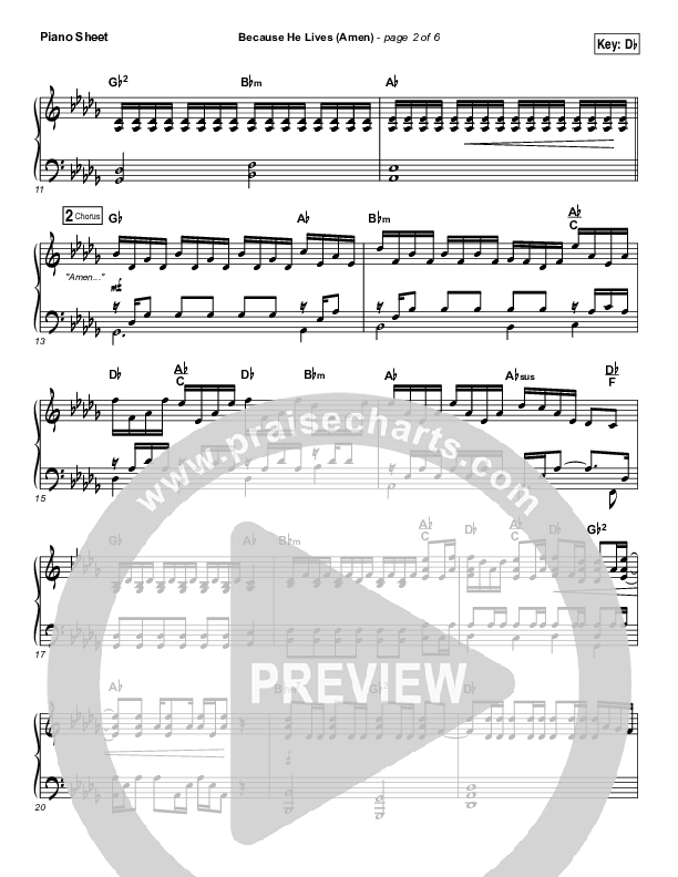 Because He Lives (Amen) Piano Sheet (Matt Maher)