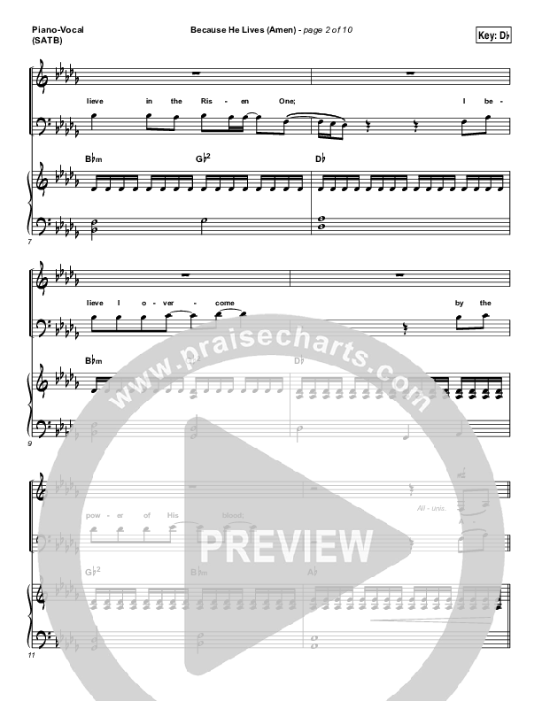 Because He Lives (Amen) Piano/Vocal (SATB) (Matt Maher)