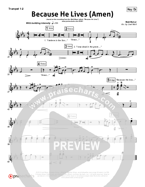 Because He Lives (Amen) Brass Pack (Matt Maher)