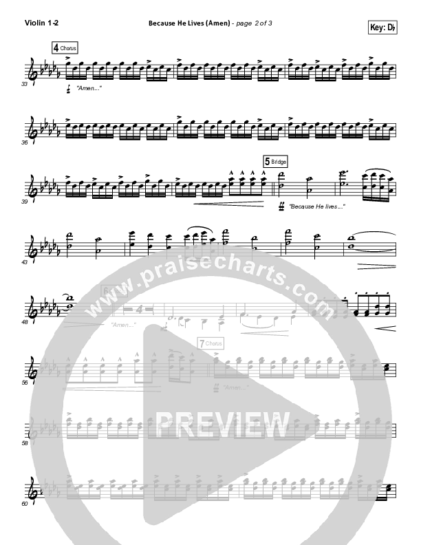 Because He Lives (Amen) Violin 1/2 (Matt Maher)