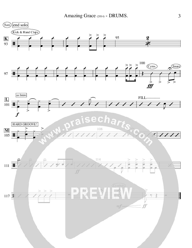 Amazing Grace (Instrumental) Drum Set (Ric Flauding)