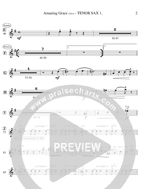Amazing Grace (Instrumental) Tenor Sax 1/2 (Ric Flauding)
