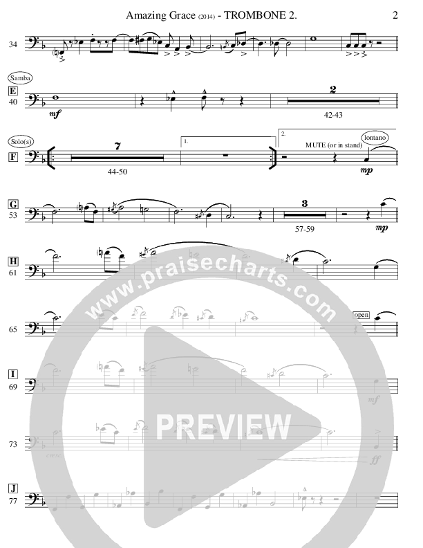 Amazing Grace (Instrumental) Trombone 2 (Ric Flauding)