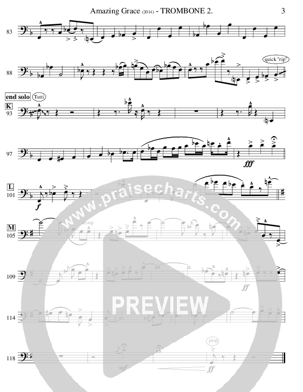 Amazing Grace (Instrumental) Trombone 2 (Ric Flauding)