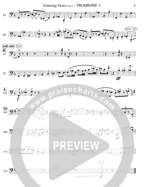 Amazing Grace (Instrumental) Trombone 3 (Ric Flauding)