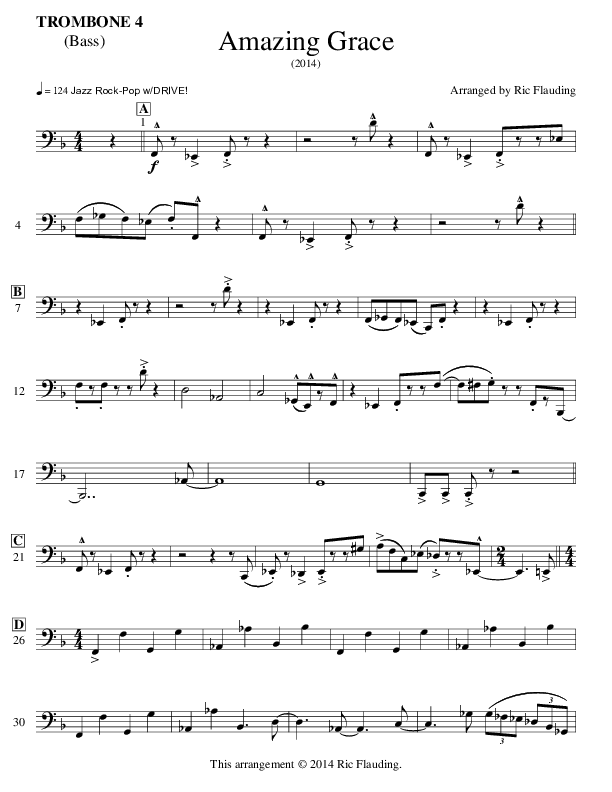 Amazing Grace (Instrumental) Trombone 4 (Ric Flauding)