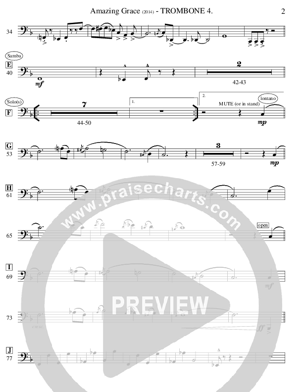 Amazing Grace (Instrumental) Trombone 4 (Ric Flauding)