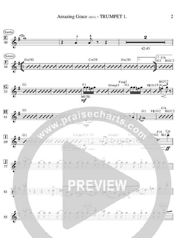 Amazing Grace (Instrumental) Trumpet 1 (Ric Flauding)