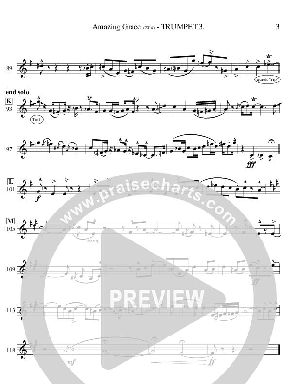 Amazing Grace (Instrumental) Trumpet 3 (Ric Flauding)