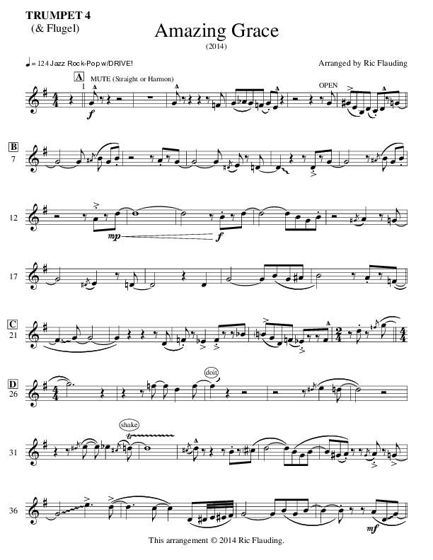 Amazing Grace (Instrumental) Trumpet (Ric Flauding)