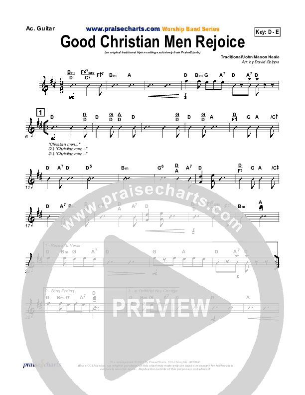 Good Christian Men Rejoice Rhythm Chart ( / Traditional Carol / PraiseCharts)