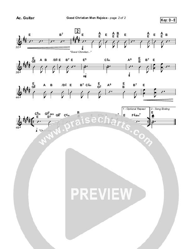 Good Christian Men Rejoice Acoustic Guitar ( / Traditional Carol / PraiseCharts)
