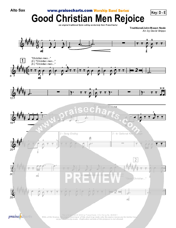 Good Christian Men Rejoice Alto Sax ( / Traditional Carol / PraiseCharts)