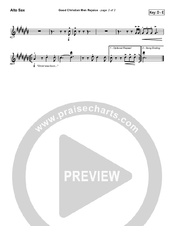Good Christian Men Rejoice Alto Sax ( / Traditional Carol / PraiseCharts)