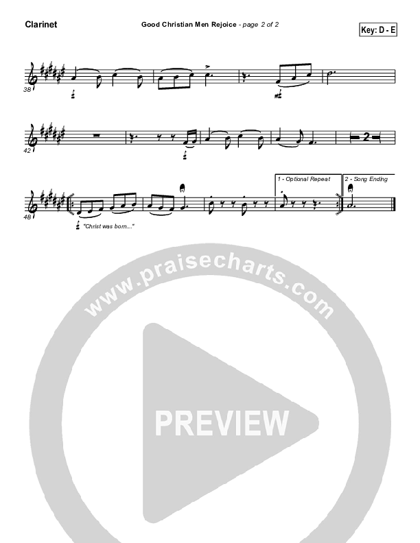 Good Christian Men Rejoice Clarinet ( / Traditional Carol / PraiseCharts)