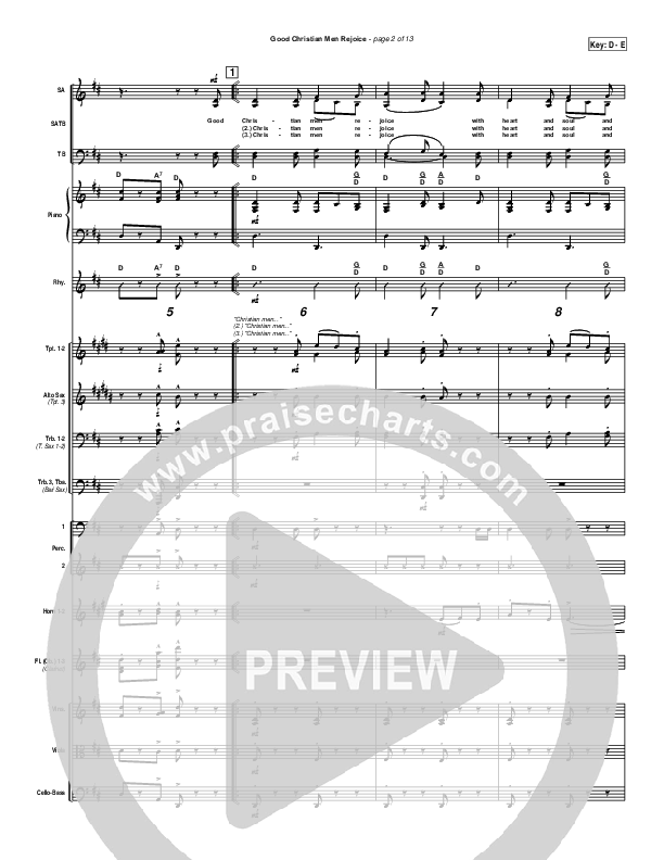 Good Christian Men Rejoice Conductor's Score ( / Traditional Carol / PraiseCharts)