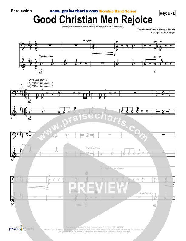 Good Christian Men Rejoice Percussion ( / Traditional Carol / PraiseCharts)