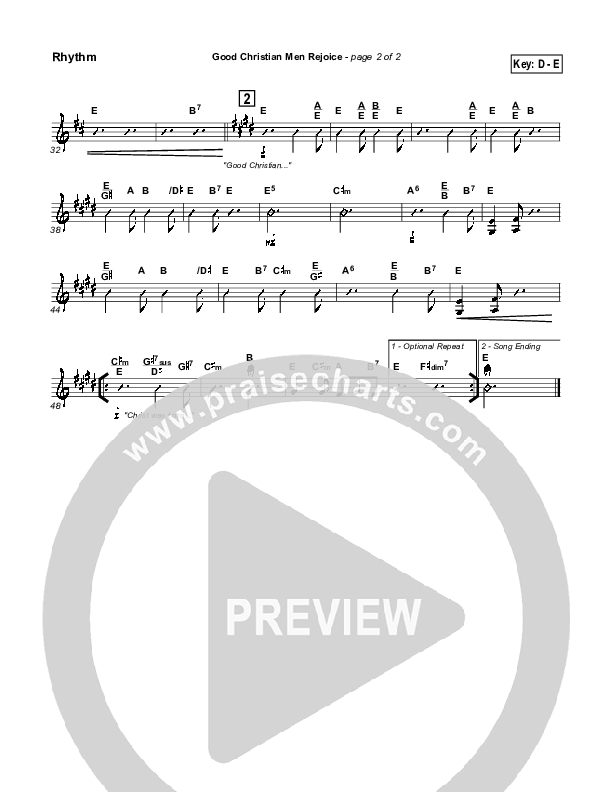 Good Christian Men Rejoice Rhythm Chart ( / Traditional Carol / PraiseCharts)