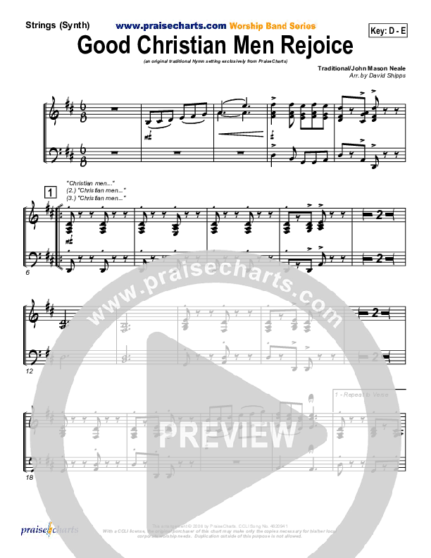 Good Christian Men Rejoice String Pack ( / Traditional Carol / PraiseCharts)