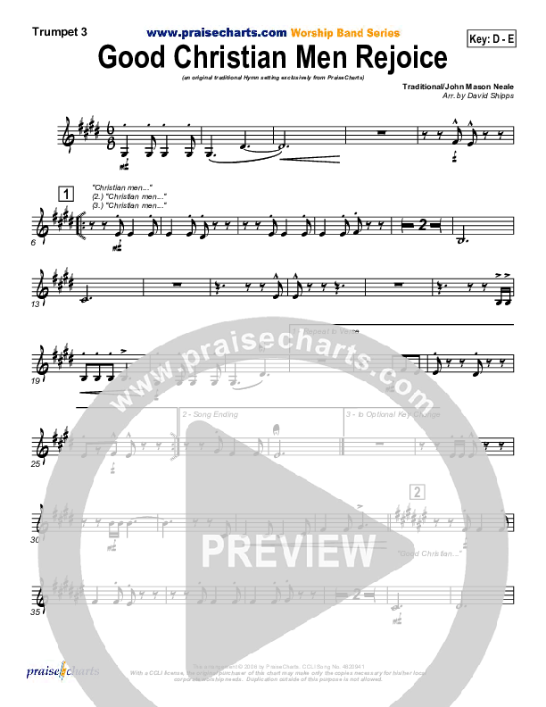 Good Christian Men Rejoice Trumpet 3 ( / Traditional Carol / PraiseCharts)
