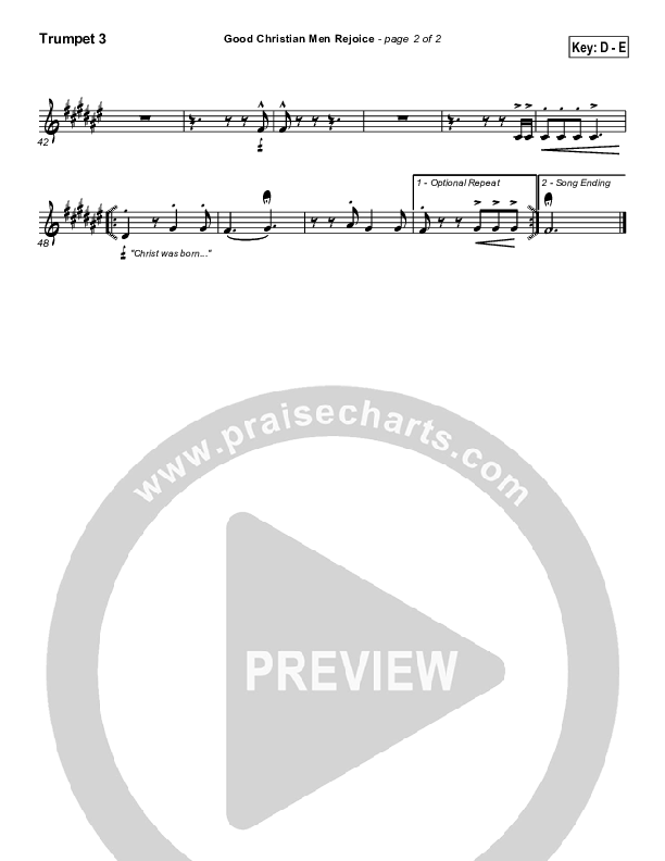 Good Christian Men Rejoice Trumpet 3 ( / Traditional Carol / PraiseCharts)