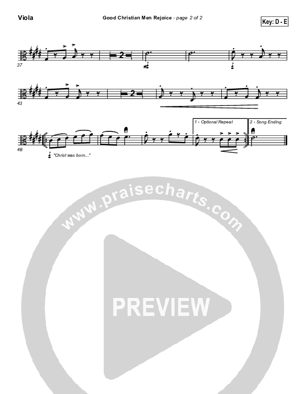 Good Christian Men Rejoice Viola ( / Traditional Carol / PraiseCharts)