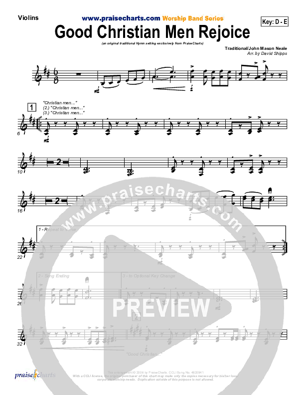 Good Christian Men Rejoice Violins ( / Traditional Carol / PraiseCharts)