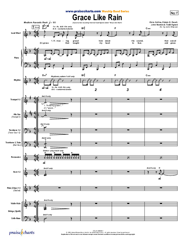Grace Like Rain Conductor's Score (Todd Agnew)