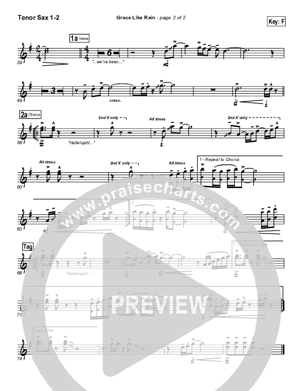 Grace Like Rain Tenor Sax 1/2 (Todd Agnew)