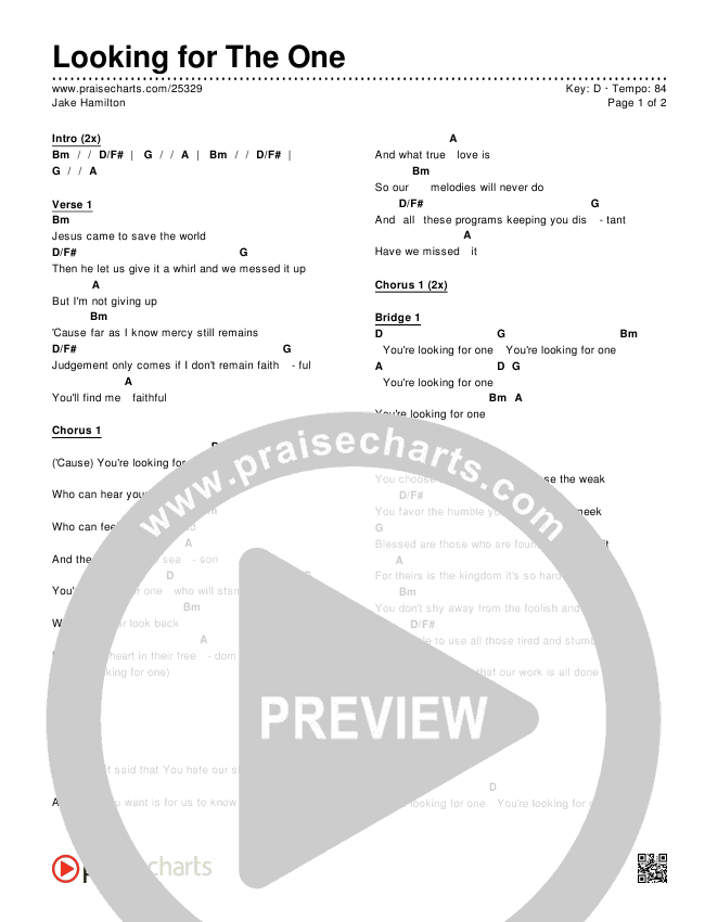 Looking for One Chords & Lyrics (Jake Hamilton)