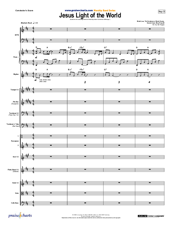 Jesus Light Of The World Conductor's Score (Third Day)