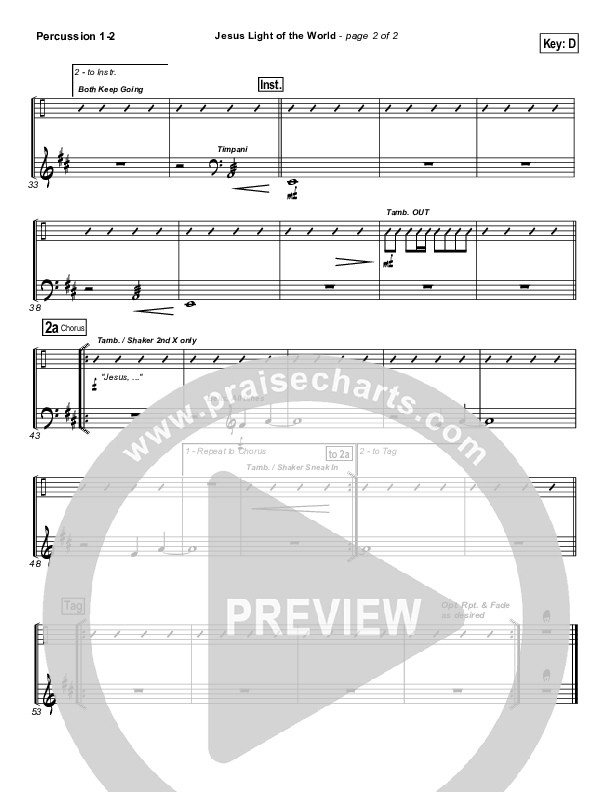 Jesus Light Of The World Percussion 1/2 (Third Day)