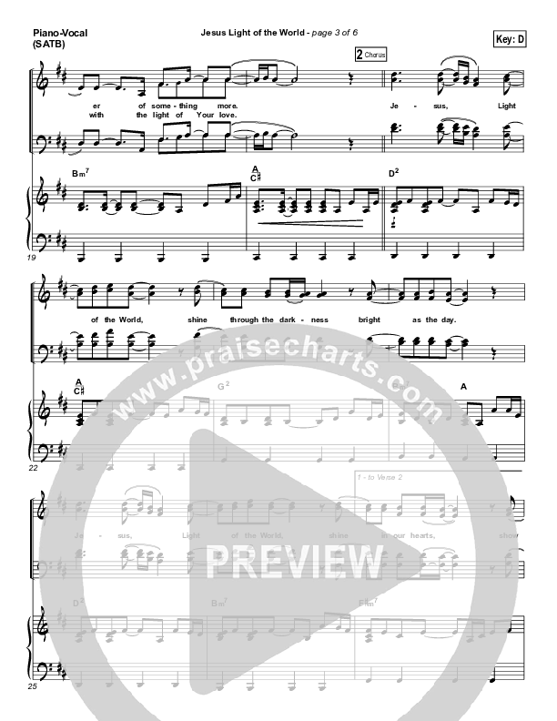 Jesus Light Of The World Piano/Vocal (SATB) (Third Day)