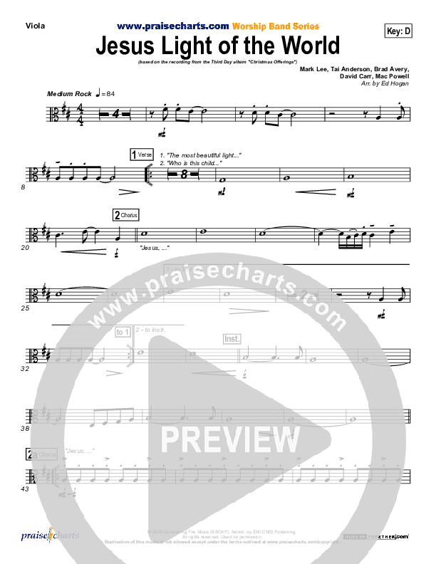 Jesus Light Of The World Viola (Third Day)