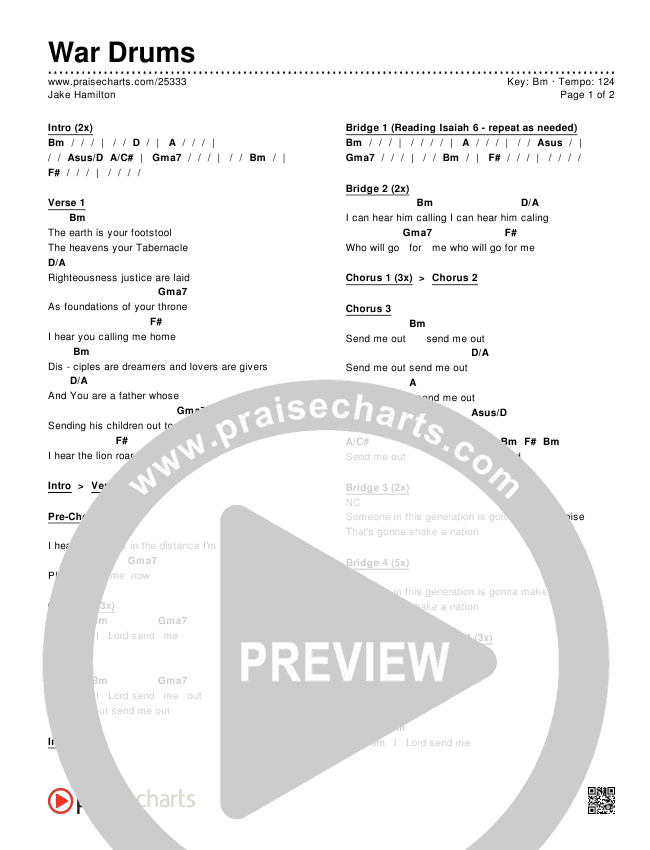 War Drums Chords & Lyrics (Jake Hamilton)