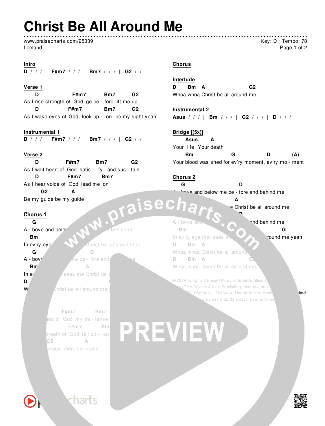 Christ Be All Around Me Chords & Lyrics (Leeland)