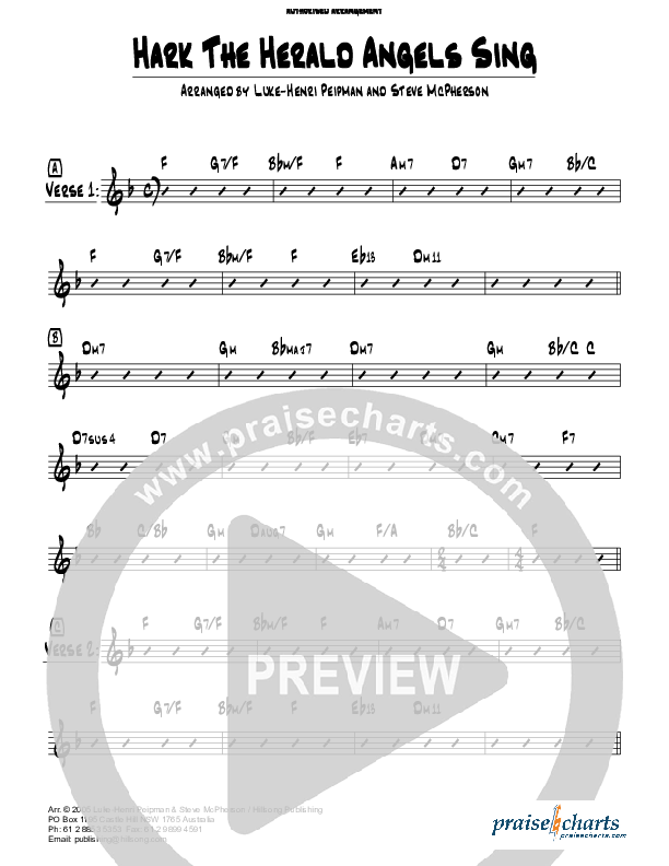 Hark The Herald Angels Sing Chords & Lyrics (Hillsong Worship)