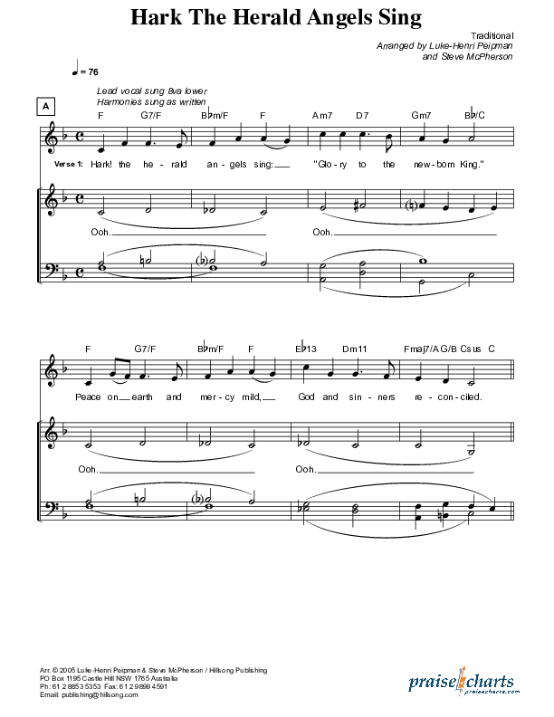 Hark The Herald Angels Sing Lead & Piano (Hillsong Worship)