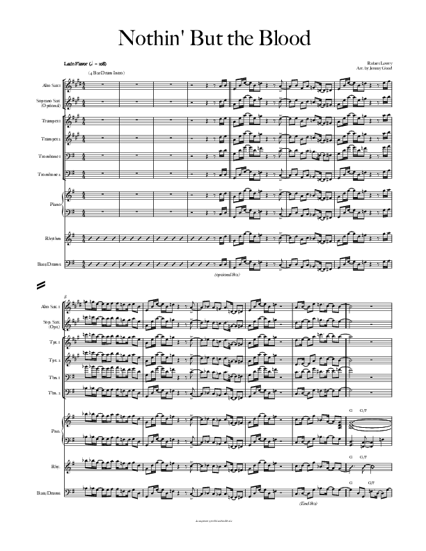 Nothing But The Blood (Instrumental) Conductor's Score (Good Jazz Series)