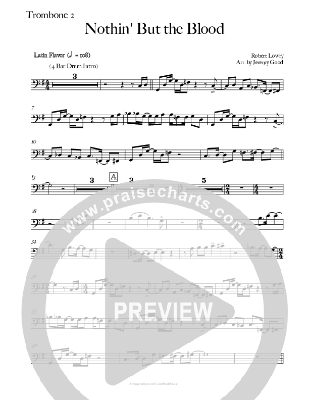 Nothing But The Blood (Instrumental) Trombone 2 (Good Jazz Series)