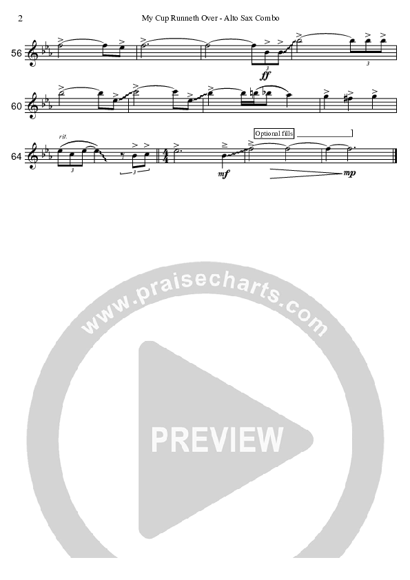 My Cup Runneth Over Alto Sax (David Arivett)